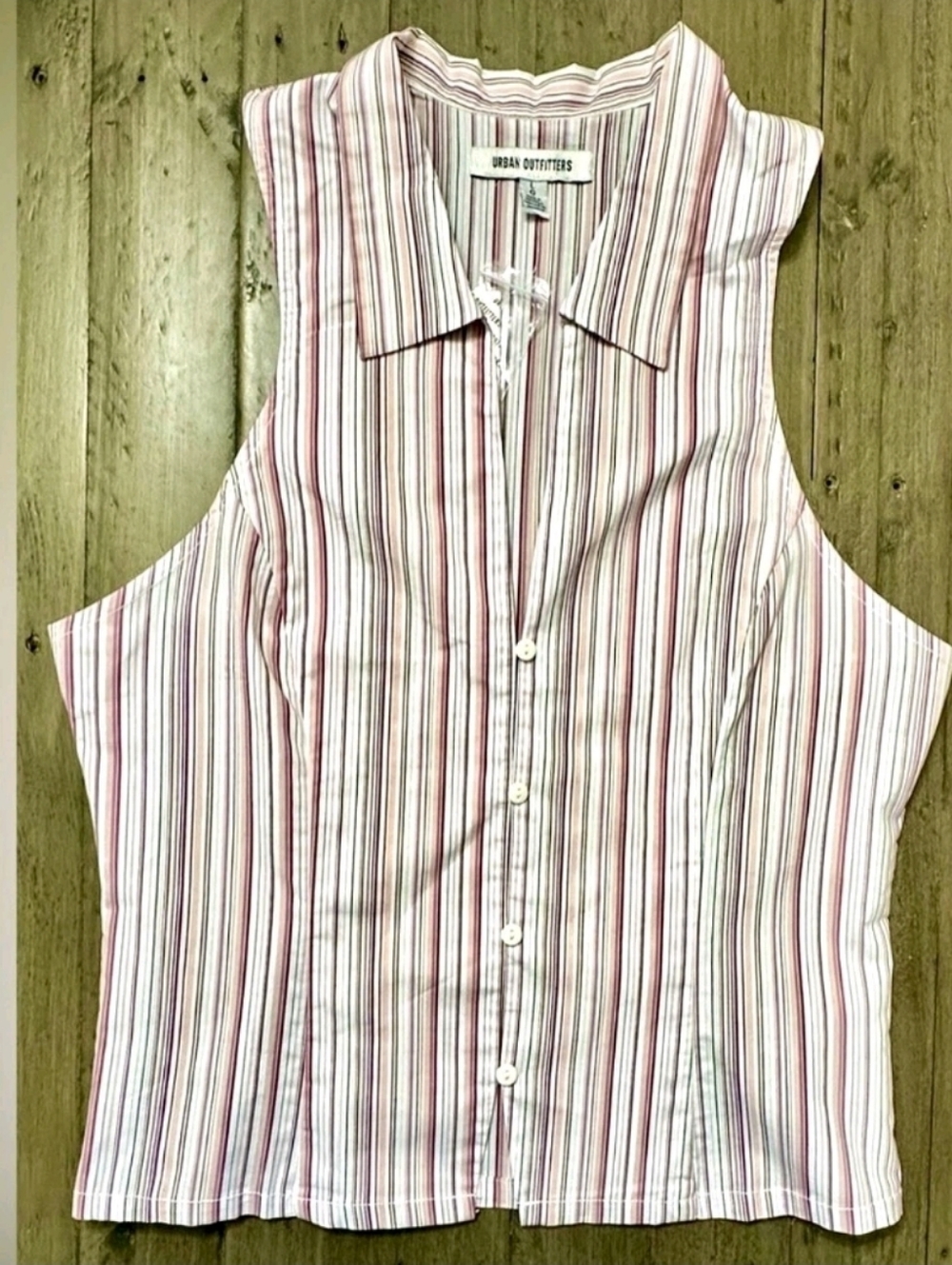 NWT Party Girl Cotton-Blend Button Down Sleeveless Shirt - Picture 9 of 9